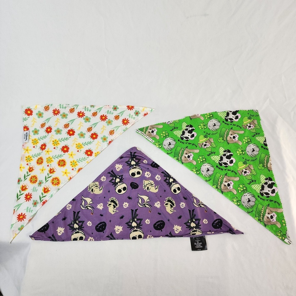 Small dog handkerchiefs including Jack Skellington.
